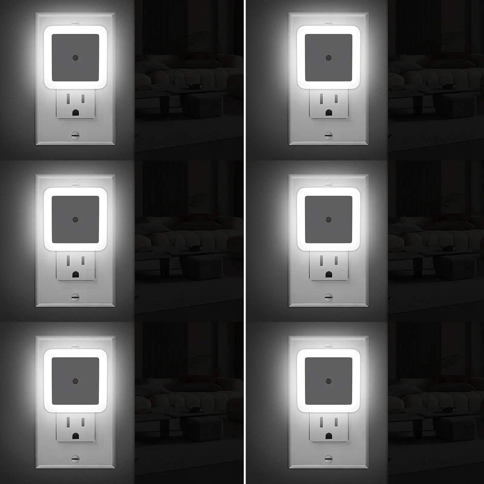 Night Light, Night Lights Plug into Wall 6-Pack, Plug in Night Light, Dusk to Dawn Nightlight Led Night Lights for Bedroom, Bathroom, Hallway Warm White Home Lighting