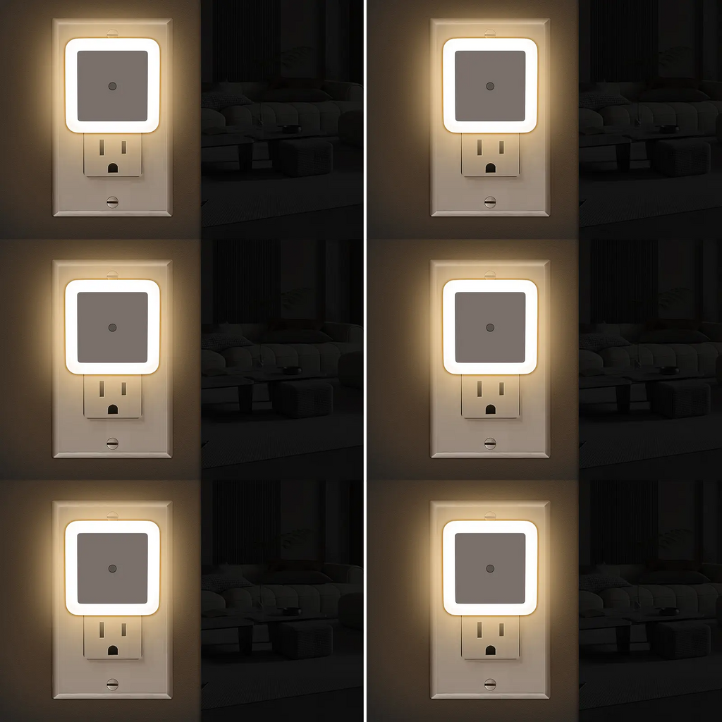 Night Light, Night Lights Plug into Wall 6-Pack, Plug in Night Light, Dusk to Dawn Nightlight Led Night Lights for Bedroom, Bathroom, Hallway Warm White Home Lighting