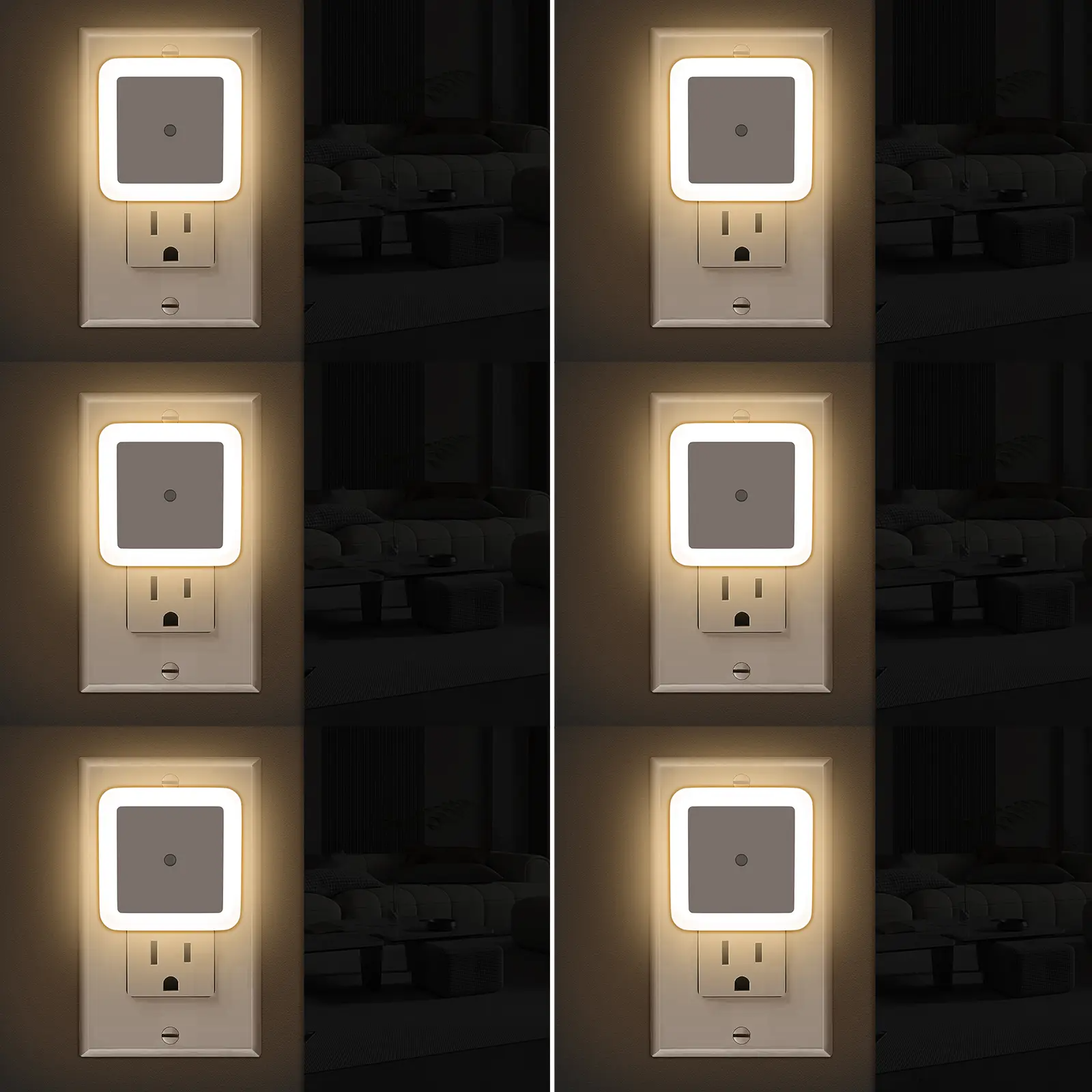 Night Light, Night Lights Plug into Wall 6-Pack, Plug in Night Light, Dusk to Dawn Nightlight Led Night Lights for Bedroom, Bathroom, Hallway Warm White Home Lighting