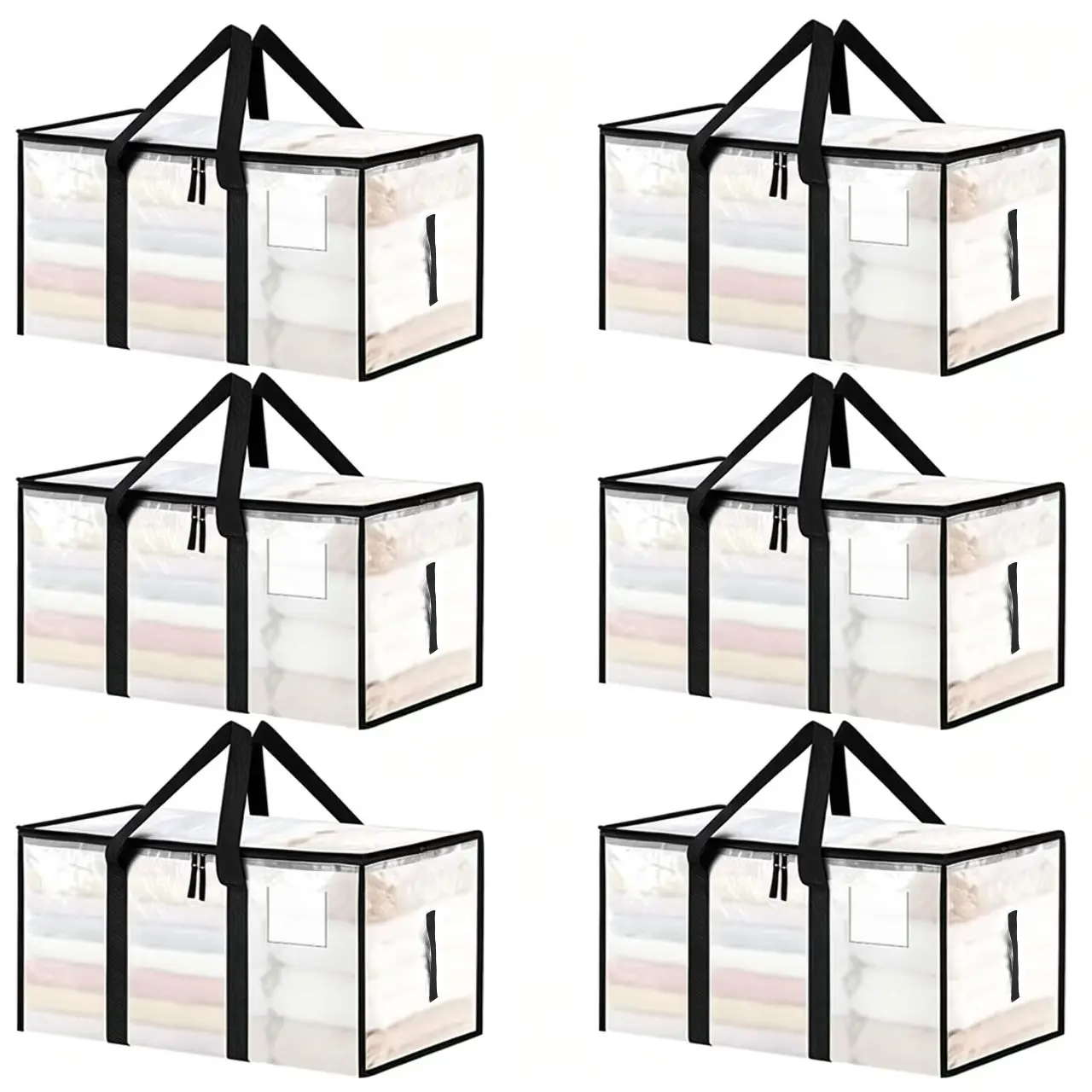 Large-Capacity Transparent Thick Plastic Foldable Rectangle Storage Bags with Hinged Lids - Sturdy House Organizers, Storage Organizer for Home, Travel Stuff, Apartment Accessories