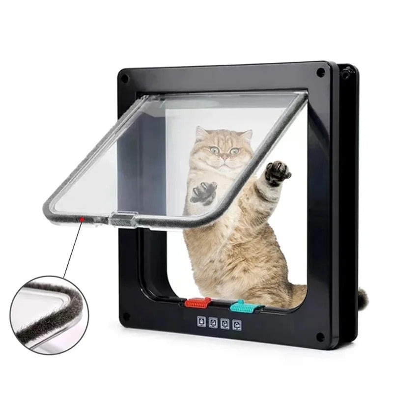 Weatherproof Cat Door 4-Way Locking System for Cats up to 20 Lbs Suitable for Interior Doors Cabinets Garage Doors - 4 Sizes