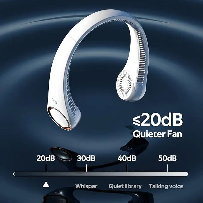 Hands-free neck fan for sports, Rechargeable bladeless cooling technologywith up to 8 hours of run time