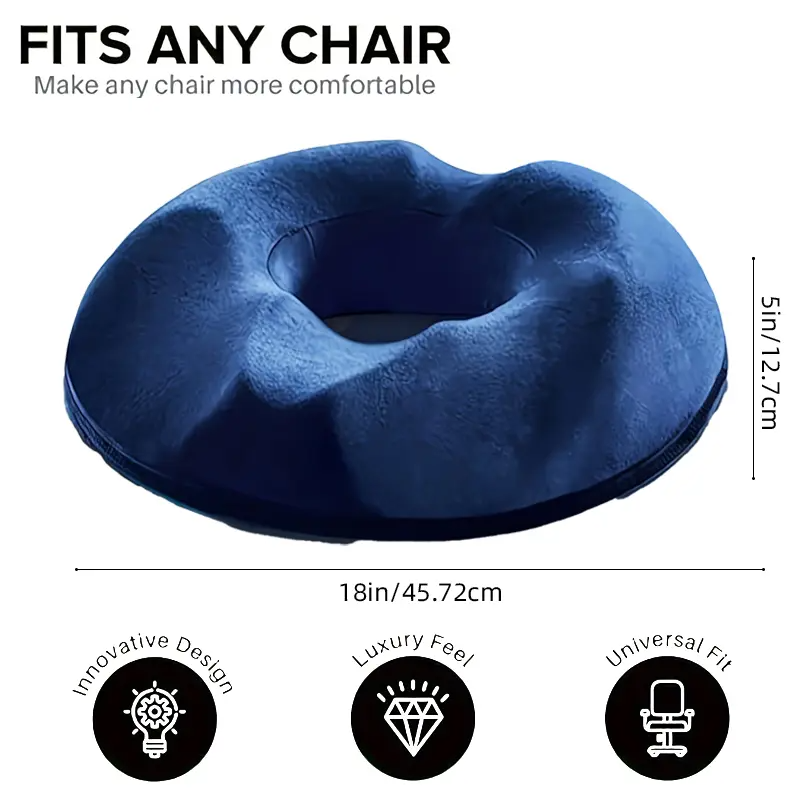 1 Memory Foam Donut Pillow, Sciatic Nerve Support Pad, Hemorrhoid Cushion, Tailbone Care Pad, Pregnant Women Seat Cushion, Yoga Leg Pillow