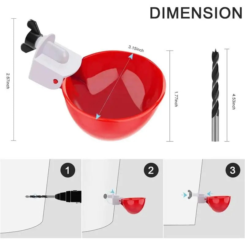 Hands-Free Chicken Drinking Cup Automatic Gravity-Fed System Leak-Proof Poultry Waterer with Quick-Connect Fitting for Easy Set