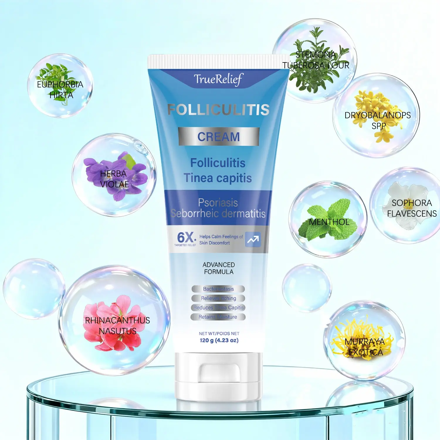 TrueRelief Botanical Folliculitis Care Cream – Soothing Moisturizer for Scalp, Face & Body