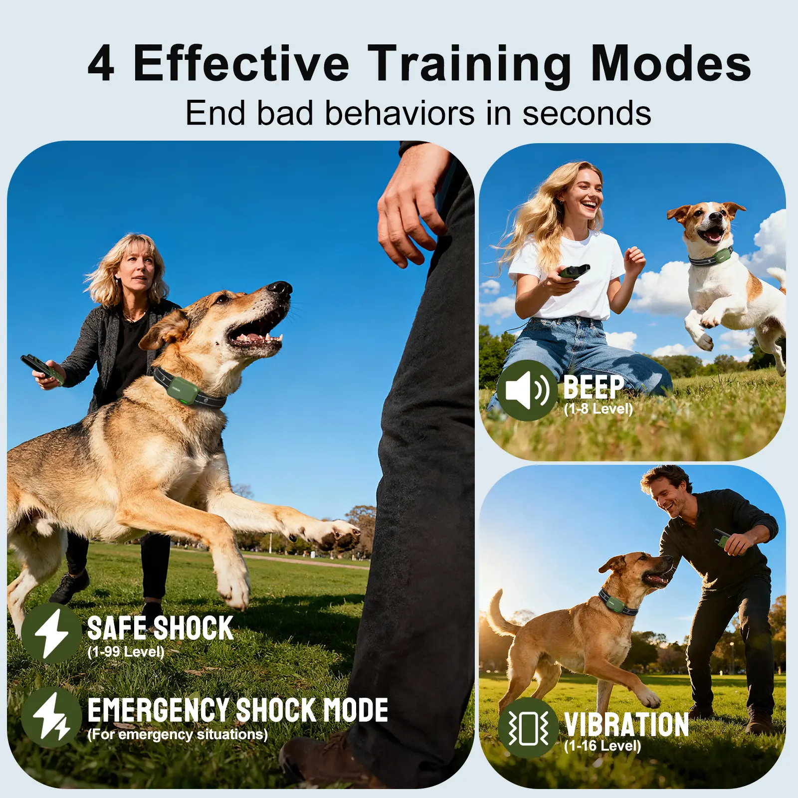 1 Dog Training Collar 4500FT Dog Training Behavior Aid, Remote IPX8 Waterproof with 4 Training Modes, Outdoor Rechargeable E-Collar DT61
