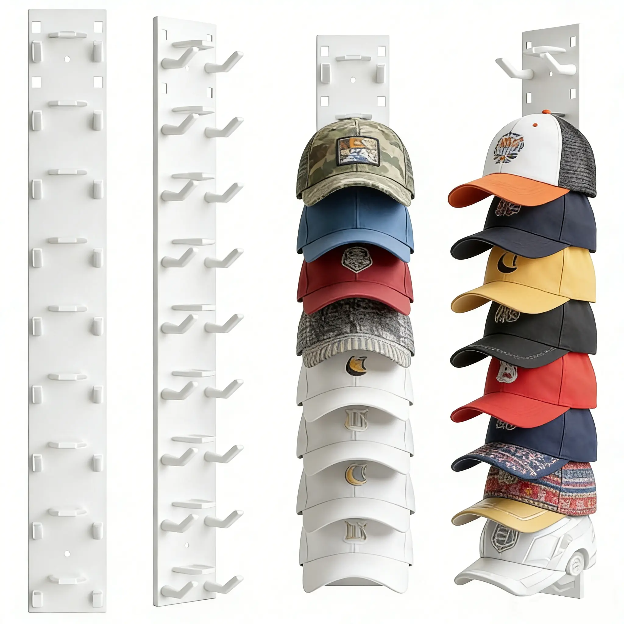 2 Hat Wall-Mounted Multi-Layer Storage Rack, can hold 18 hats. The hanging storage rack is suitable for wardrobe doors and wall decoration. Hat Organizer Installation