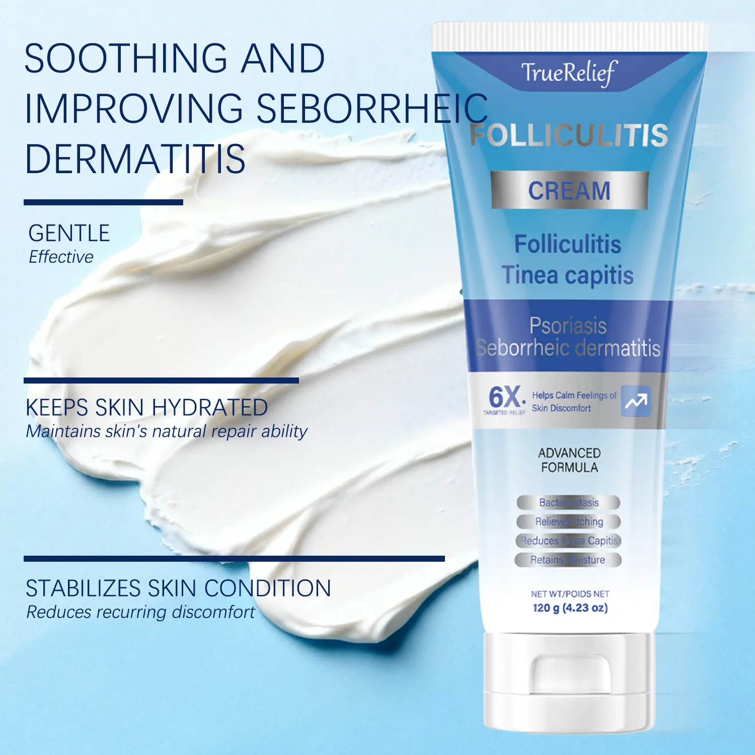 TrueRelief Botanical Folliculitis Care Cream – Soothing Moisturizer for Scalp, Face & Body