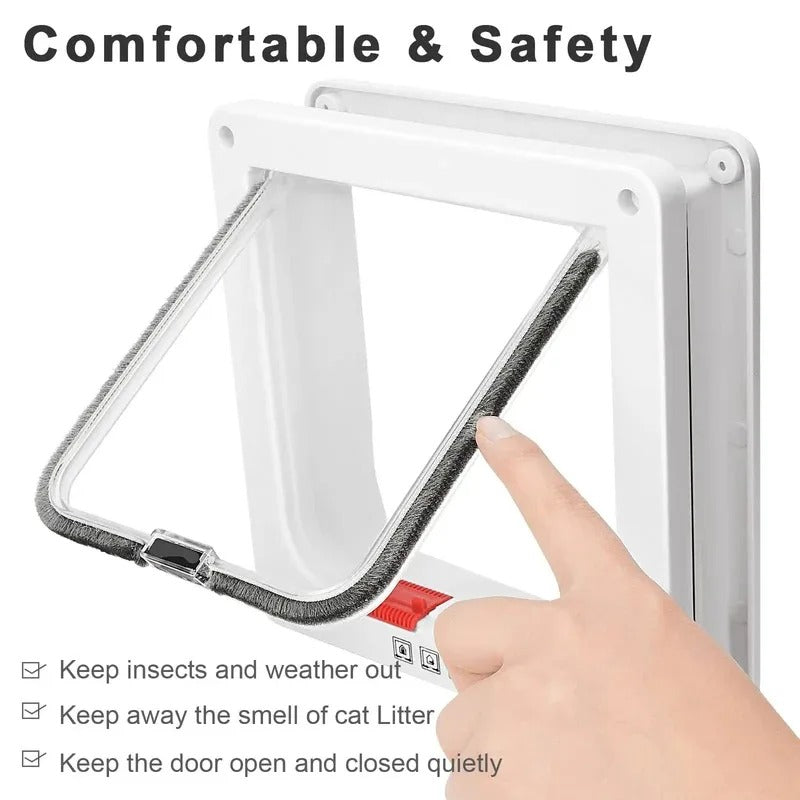 Weatherproof Cat Door 4-Way Locking System for Cats up to 20 Lbs Suitable for Interior Doors Cabinets Garage Doors - 4 Sizes