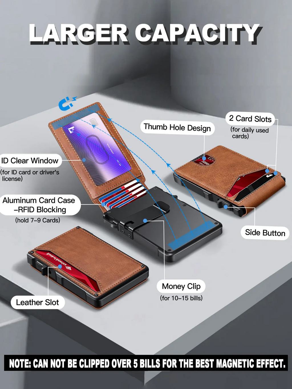 Minimalist Men’s Slim Wallet: 9 - 13 Cards, Money Clip, ID Window. RFID - Blocking, Aluminum Bifold Pop - Up,summerwins