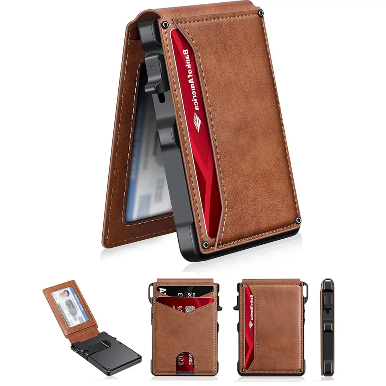 Minimalist Men’s Slim Wallet: 9 - 13 Cards, Money Clip, ID Window. RFID - Blocking, Aluminum Bifold Pop - Up,summerwins