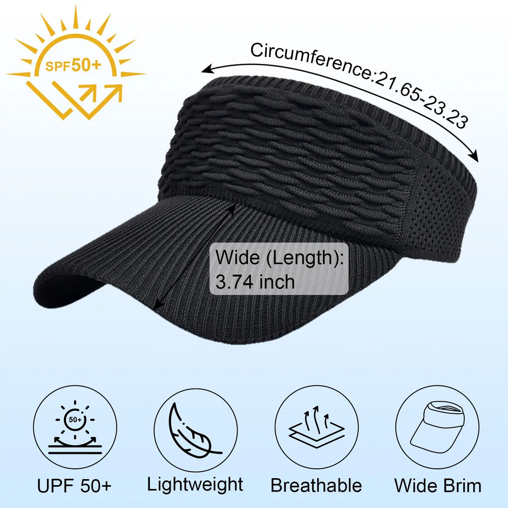 2Pcs Women's High Ponytail Sun Visor Hat |  Aesthetic Breathable Open-Top UV Protection Cap | Birthday Gift for Her Running Hiking Beach Travel Outdoor Daily Wear