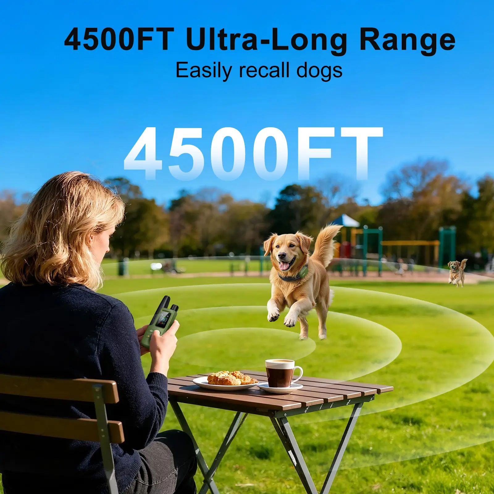 1 Dog Training Collar 4500FT Dog Training Behavior Aid, Remote IPX8 Waterproof with 4 Training Modes, Outdoor Rechargeable E-Collar DT61