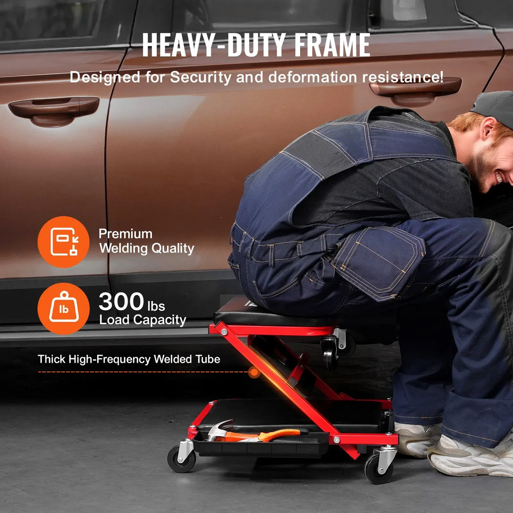 1 Garage Creeper - 36 in Auto Repair Mechanic Tool300 lbs Load Capacity6 WheelsPadded SeatSteel FrameTool TrayLay Down/Sit Chair for Vehicle Garage ShopDad Gifts for Mechanics, Auto Repair Tools, Tools And Gadgets