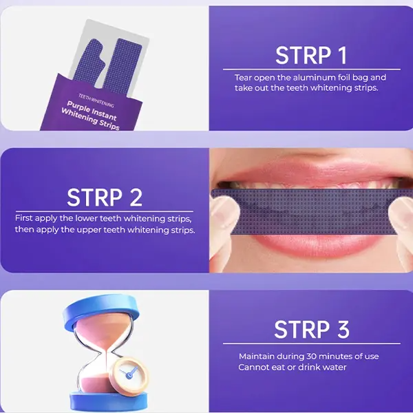 Teeth Whitening Strips 14 Treatments, Enamel Safe for Sensitive Tooth, Purple Whitening Strips, Peroxide-Free Quick Teeth Whitener, Removes Yellow Stains & Bad Breath, Color Correcting for a Brighter Smile Peppermint Gentle Gel Daily Correction Oral