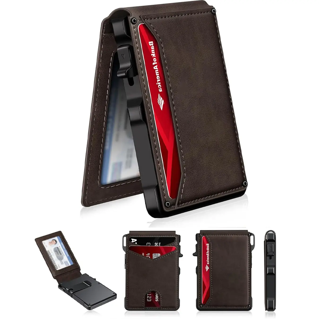 Minimalist Men’s Slim Wallet: 9 - 13 Cards, Money Clip, ID Window. RFID - Blocking, Aluminum Bifold Pop - Up,summerwins
