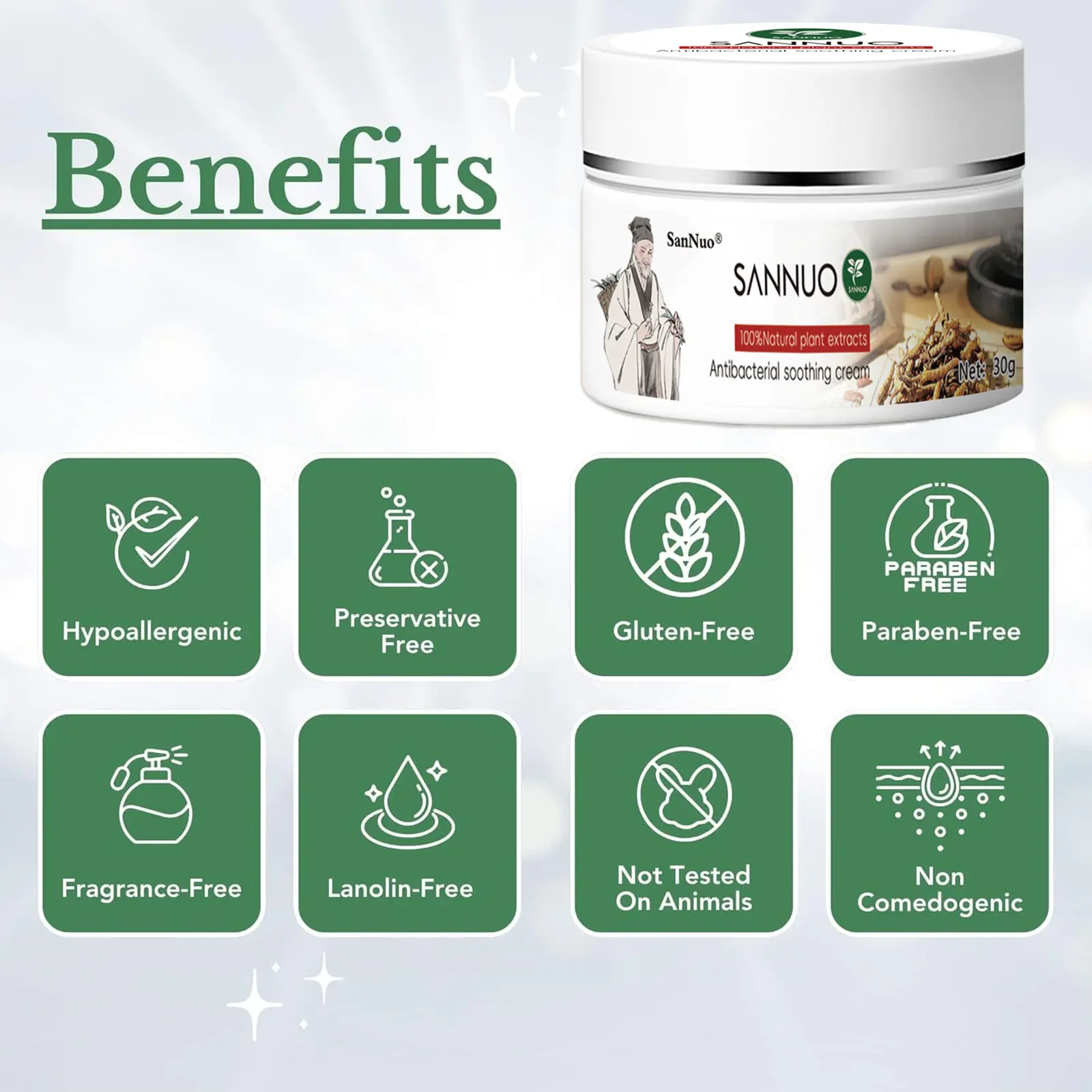 Psoriasis & Eczema Cream - Natural Herbal Ointment for Itch Relief, Dry Skin & Sensitive Skin - Soothing & Hydrating Treatment - 30g  body glaze Therapeutic  Healthy