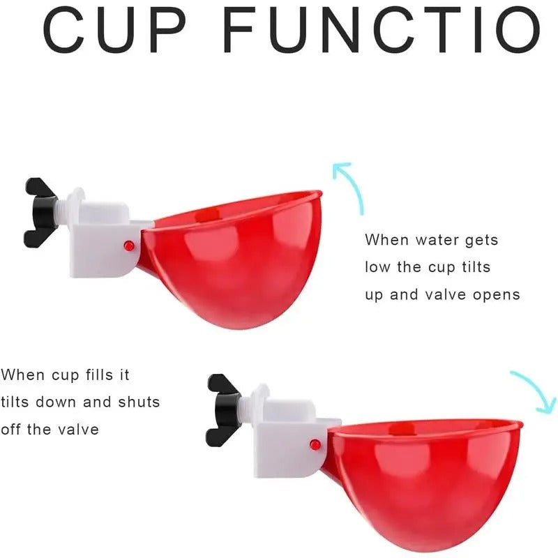 Hands-Free Chicken Drinking Cup Automatic Gravity-Fed System Leak-Proof Poultry Waterer with Quick-Connect Fitting for Easy Set