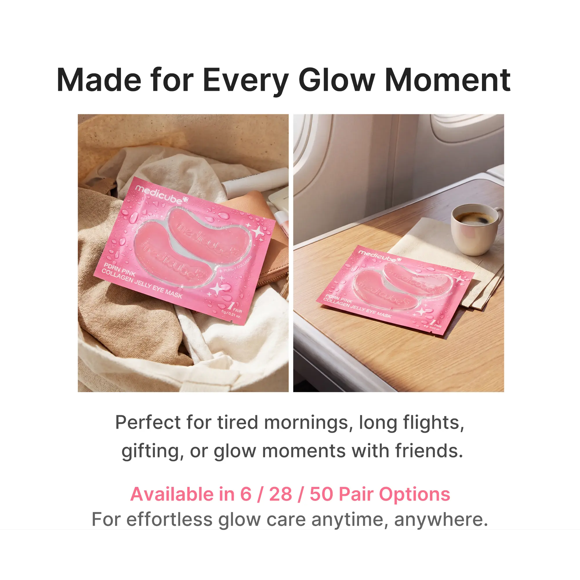 Pink Collagen Jelly Eye Mask | Hydrogel Eye Patches with PDRN, Collagen, NAD | Refreshing for Puffy, Tired Eyes | Firming for Look of Wrinkles, Fine Lines | Korean Skincare (6/28/50 Pairs)