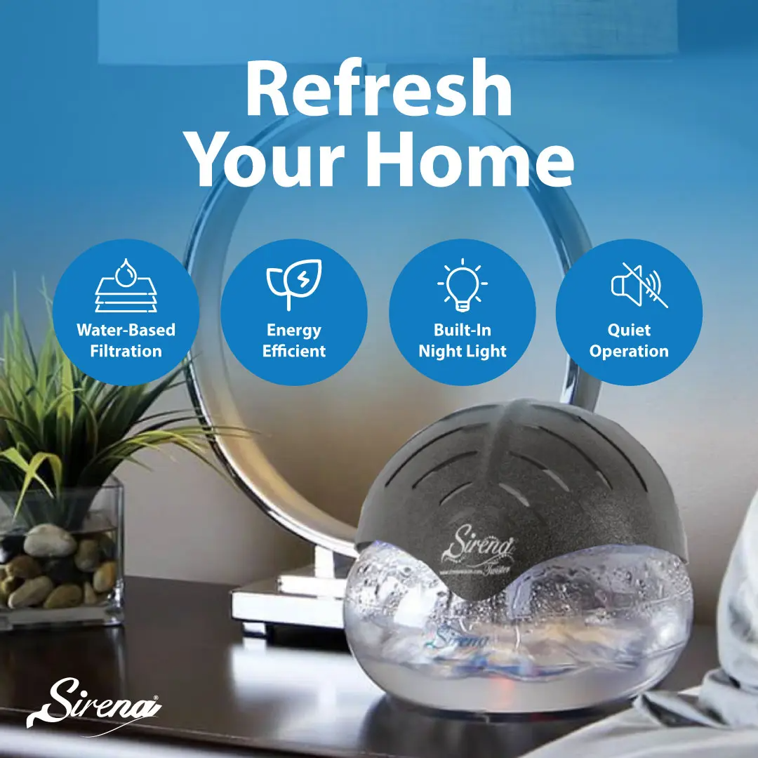 The Original Air Purifier Water Filter Air Cleaner For Home Essential Oil Aromatizer With LED Night Light For Smoke