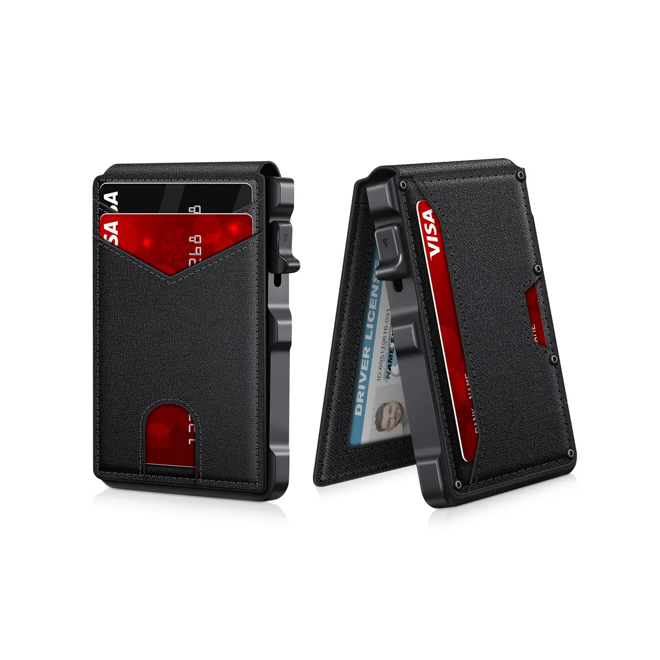 Minimalist Men’s Slim Wallet: 9 - 13 Cards, Money Clip, ID Window. RFID - Blocking, Aluminum Bifold Pop - Up,summerwins