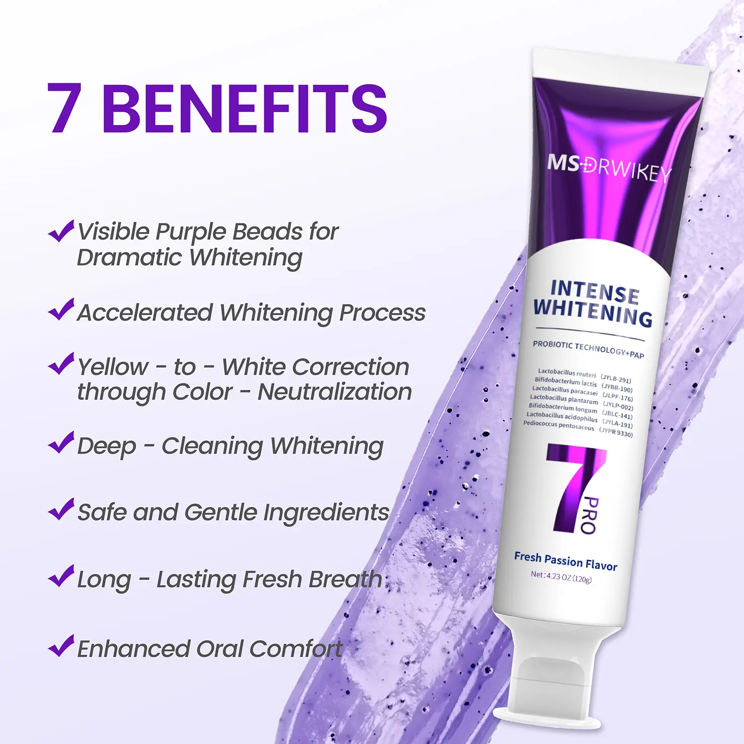 New 7-Pro Intensive Toothpaste | Upgraded Purple Formula with 7 Probiotics |  Long-Lasting Freshness
