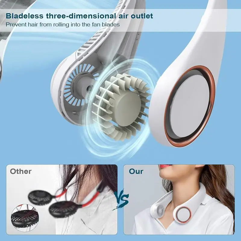 Hands-free neck fan for sports, Rechargeable bladeless cooling technologywith up to 8 hours of run time