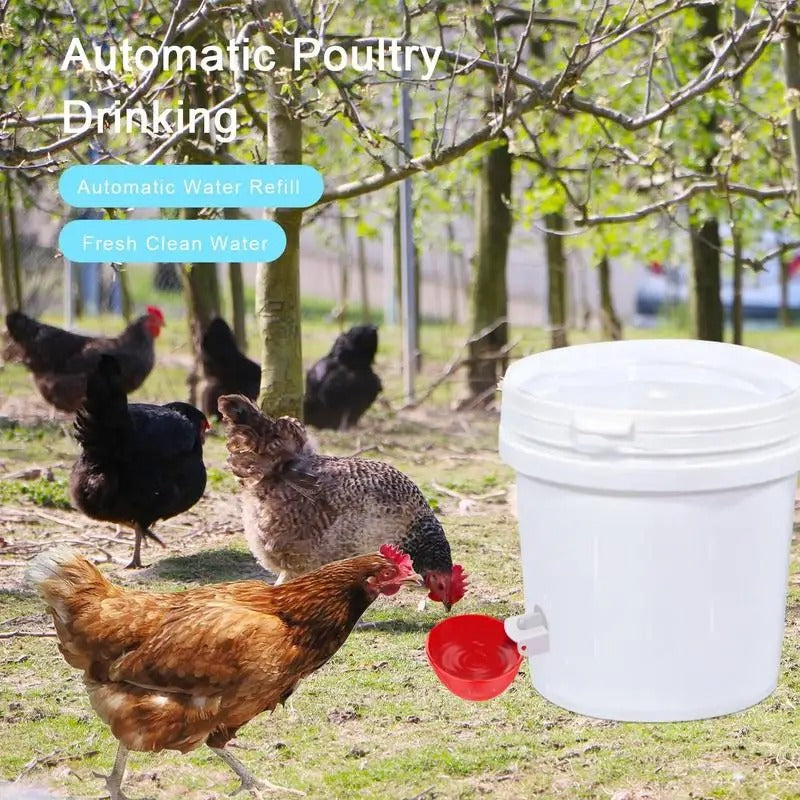 Hands-Free Chicken Drinking Cup Automatic Gravity-Fed System Leak-Proof Poultry Waterer with Quick-Connect Fitting for Easy Set