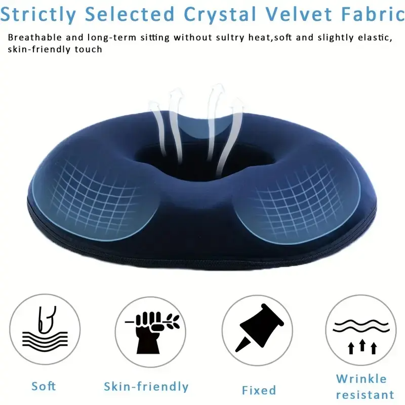 1 Memory Foam Donut Pillow, Sciatic Nerve Support Pad, Hemorrhoid Cushion, Tailbone Care Pad, Pregnant Women Seat Cushion, Yoga Leg Pillow