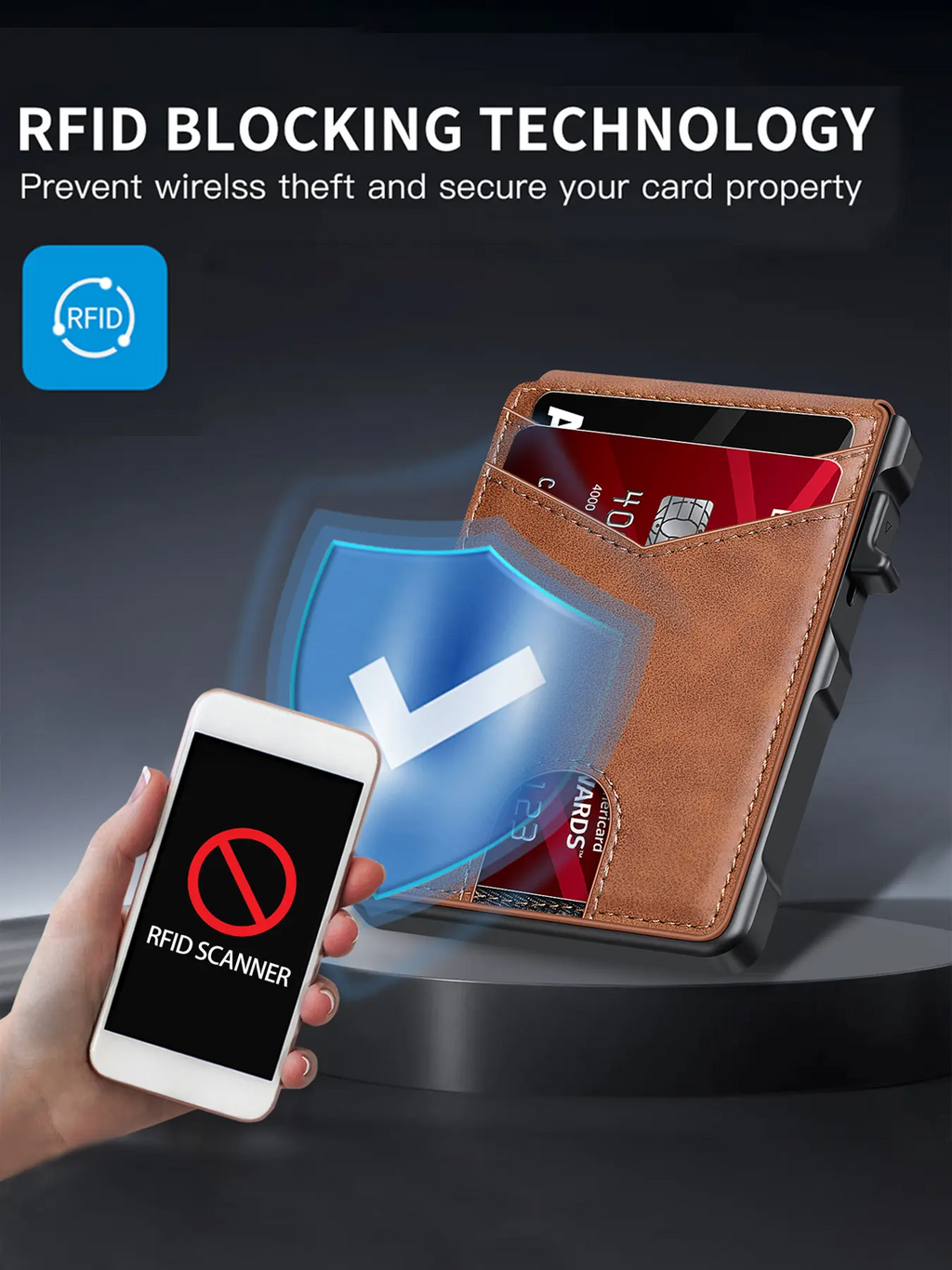 Minimalist Men’s Slim Wallet: 9 - 13 Cards, Money Clip, ID Window. RFID - Blocking, Aluminum Bifold Pop - Up,summerwins