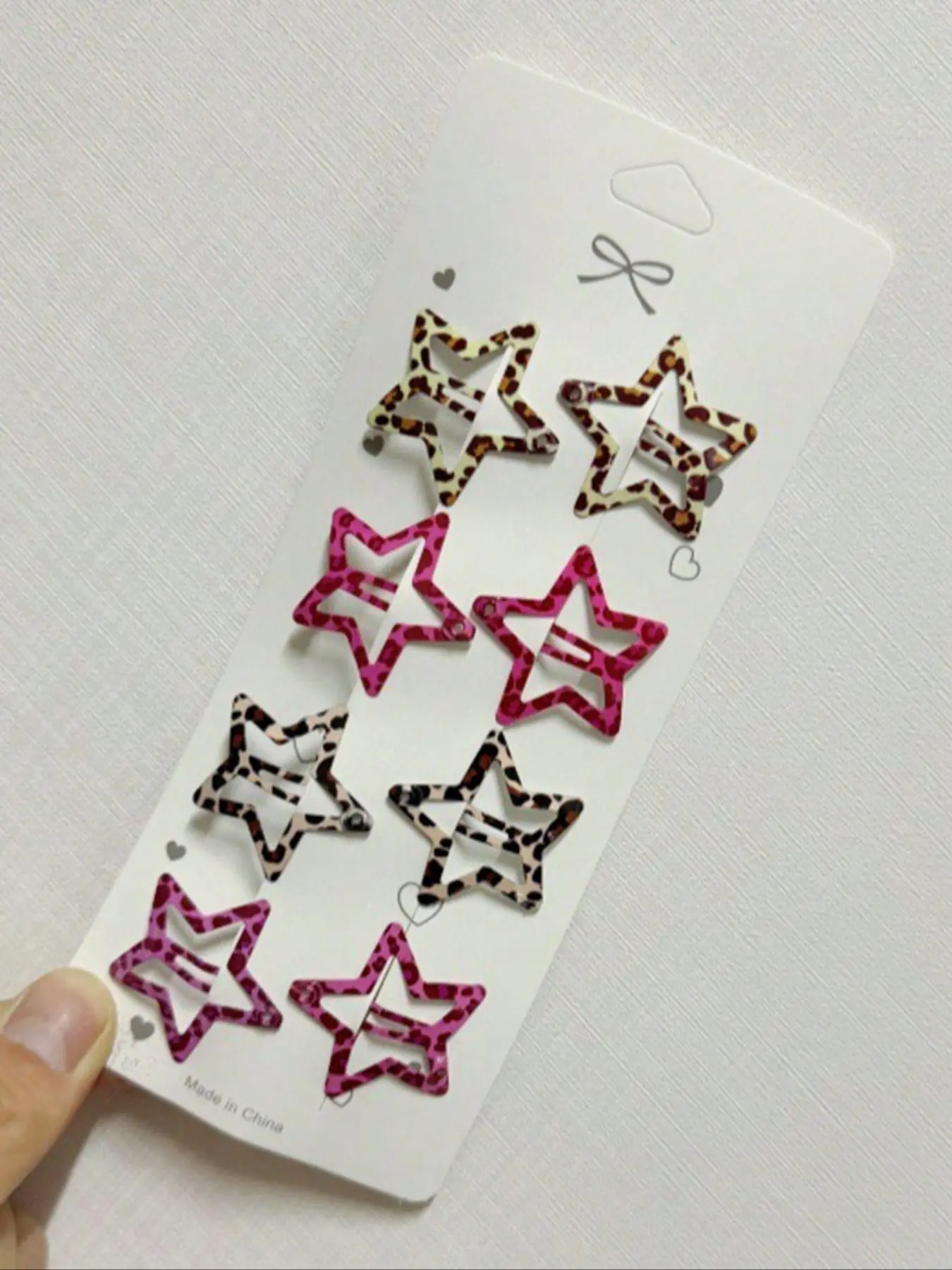 1 Leopard Print Star & Water Drop Shaped Hair Clips Metal, Punk Style Hair Accessories for Women, Trendy All-match & Exquisite Hair Clip for Daily & Party Wear, Hair Clip Set