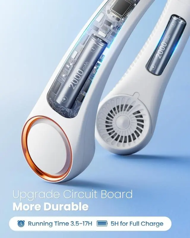 Hands-free neck fan for sports, Rechargeable bladeless cooling technologywith up to 8 hours of run time