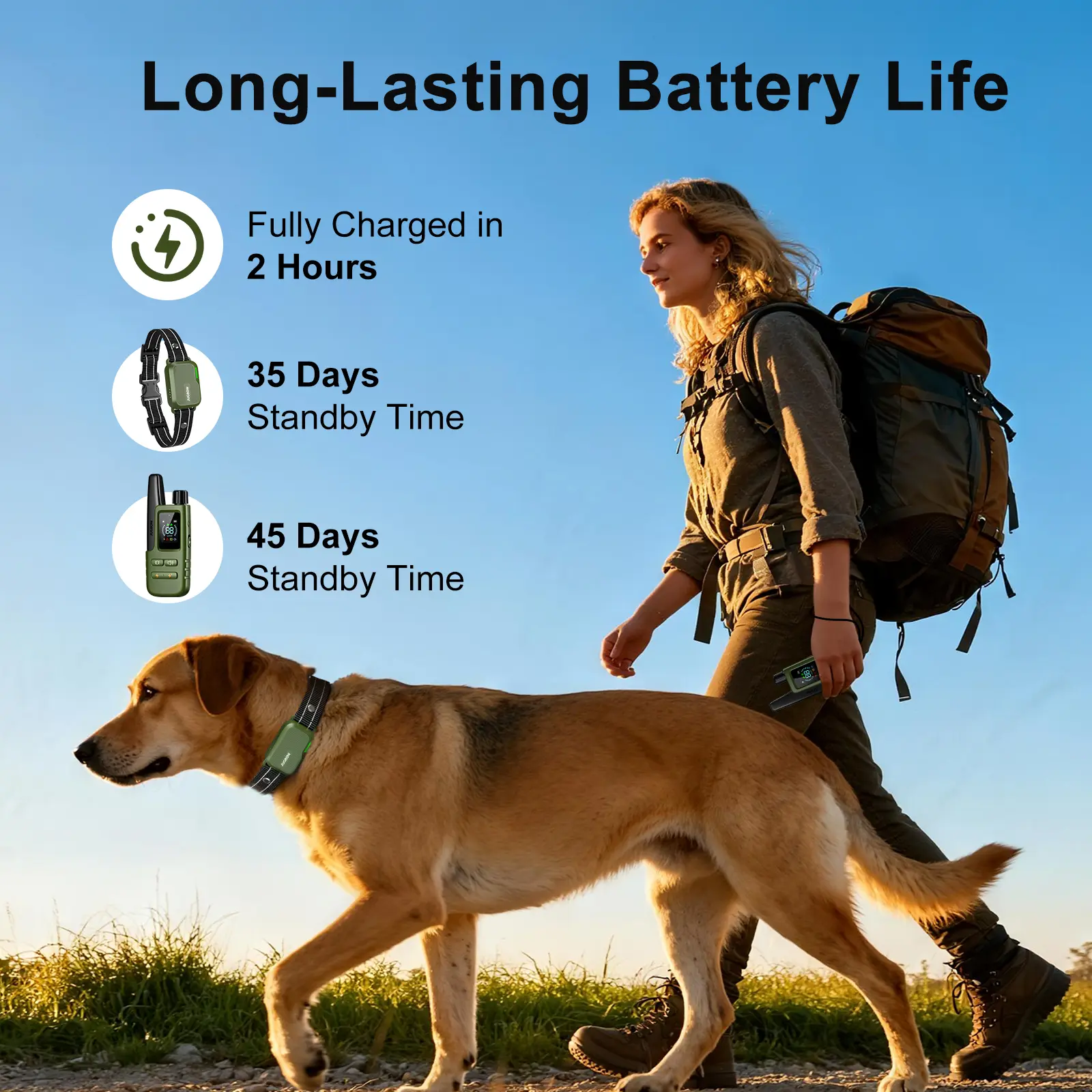 1 Dog Training Collar 4500FT Dog Training Behavior Aid, Remote IPX8 Waterproof with 4 Training Modes, Outdoor Rechargeable E-Collar DT61