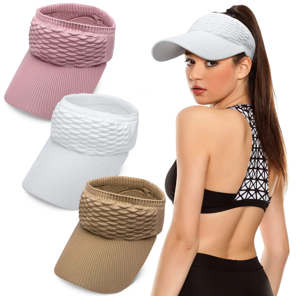 2Pcs Women's High Ponytail Sun Visor Hat |  Aesthetic Breathable Open-Top UV Protection Cap | Birthday Gift for Her Running Hiking Beach Travel Outdoor Daily Wear