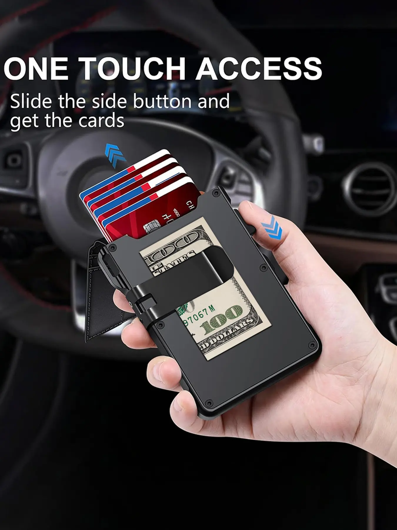 Minimalist Men’s Slim Wallet: 9 - 13 Cards, Money Clip, ID Window. RFID - Blocking, Aluminum Bifold Pop - Up,summerwins