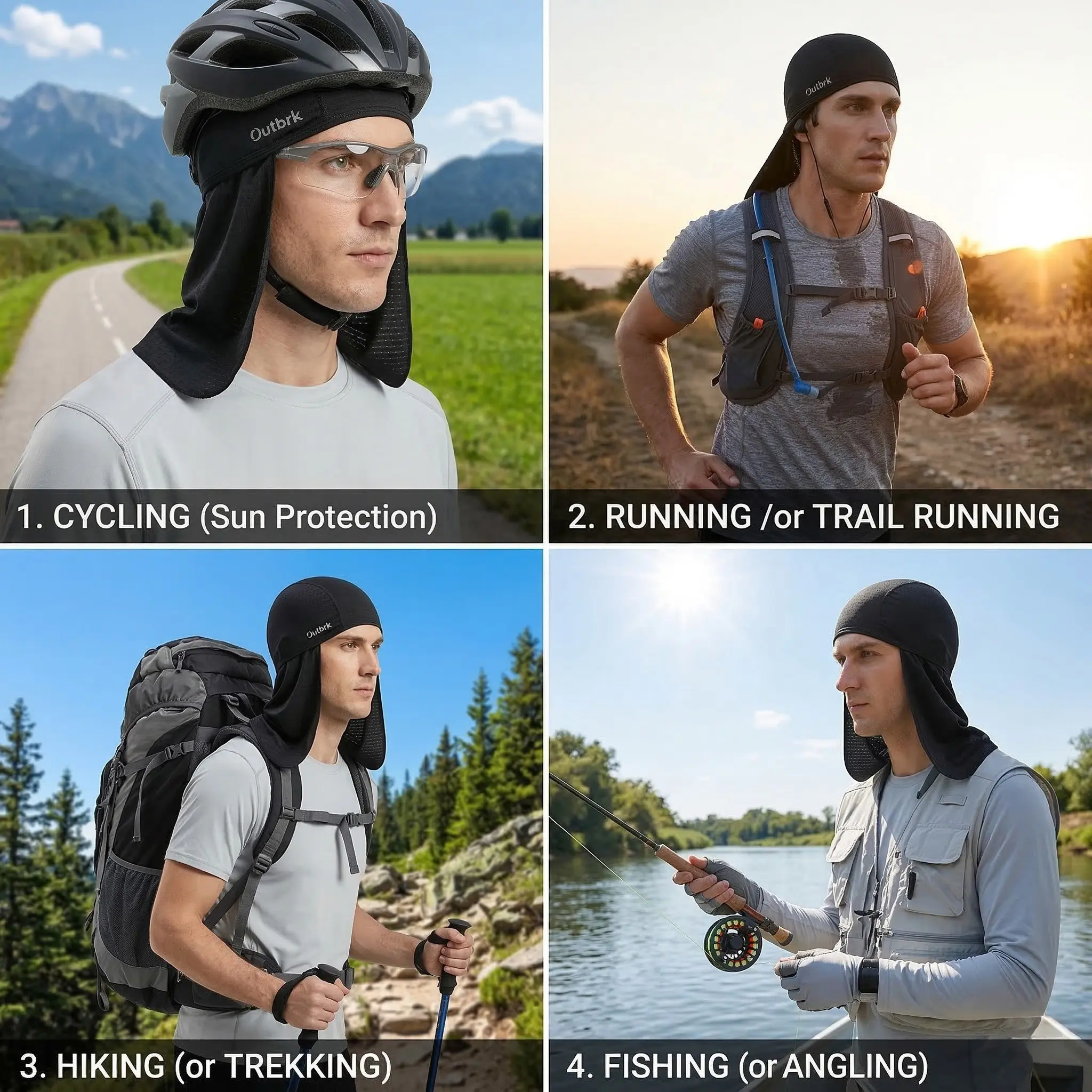 Cooling Breathable Skull Cap, Sun Shade Sun Protection Neck Shield, Quick Dry Neck Protector for Women & Men, Outdoor Gear Essential Hat
