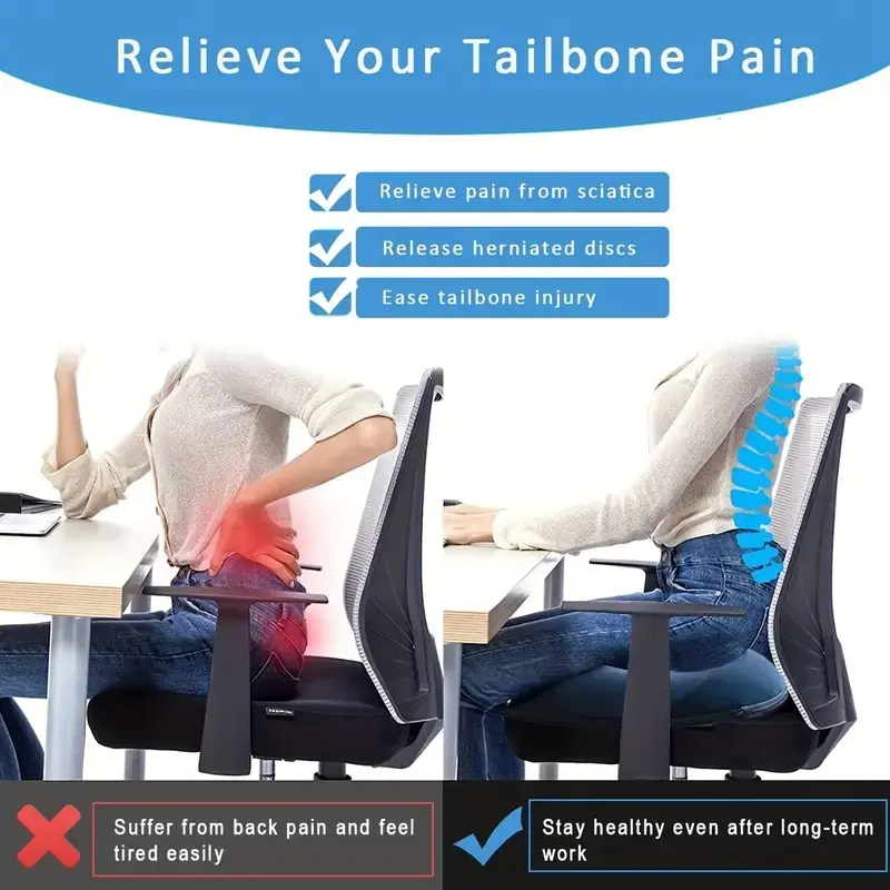 1 Memory Foam Donut Pillow, Sciatic Nerve Support Pad, Hemorrhoid Cushion, Tailbone Care Pad, Pregnant Women Seat Cushion, Yoga Leg Pillow