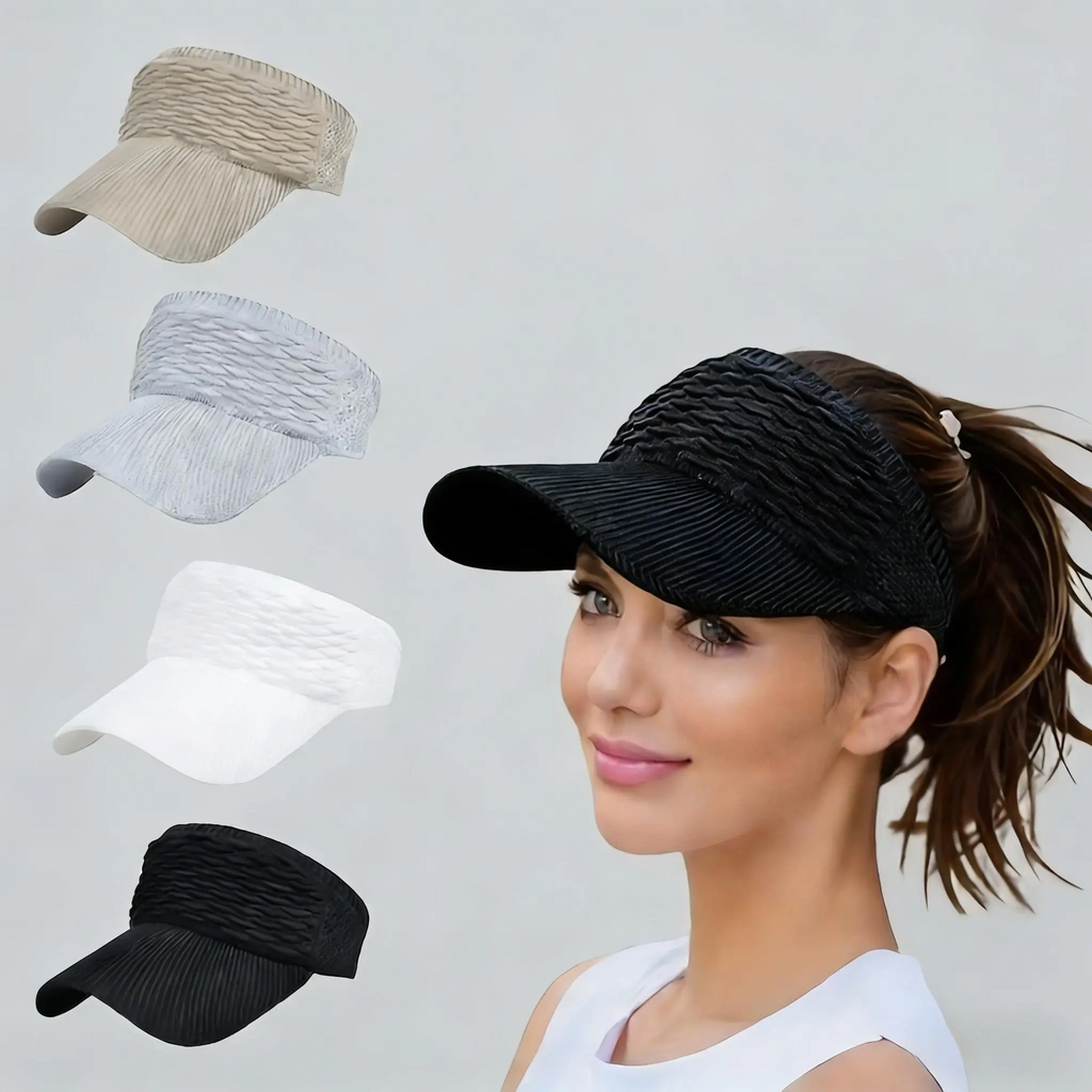 2Pcs Women's High Ponytail Sun Visor Hat |  Aesthetic Breathable Open-Top UV Protection Cap | Birthday Gift for Her Running Hiking Beach Travel Outdoor Daily Wear