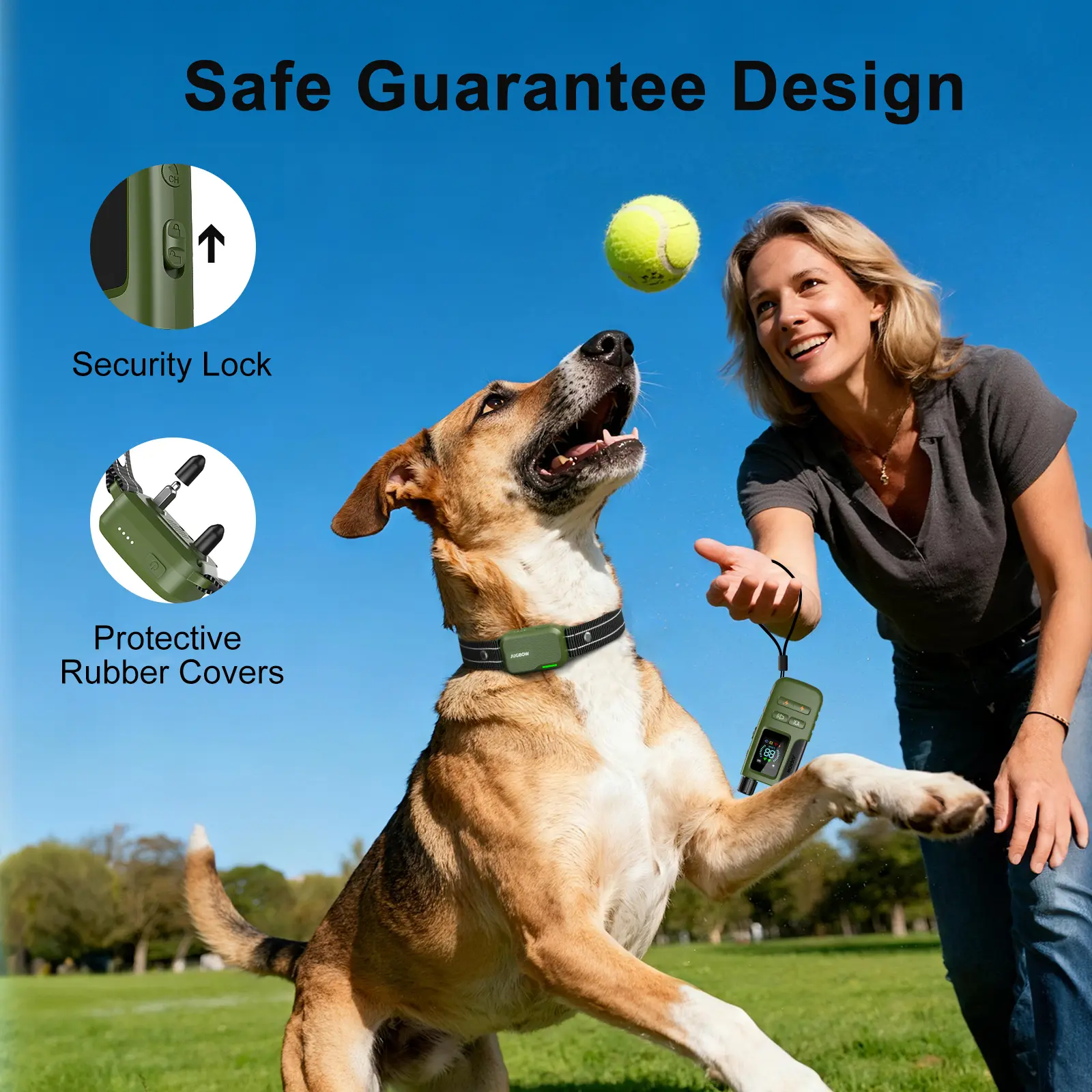 1 Dog Training Collar 4500FT Dog Training Behavior Aid, Remote IPX8 Waterproof with 4 Training Modes, Outdoor Rechargeable E-Collar DT61